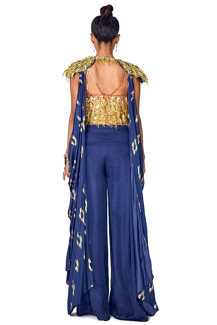 Dark Blue Hand Embroidered Jacket Set by Salian by Anushree at Pernia's Pop Up Shop
