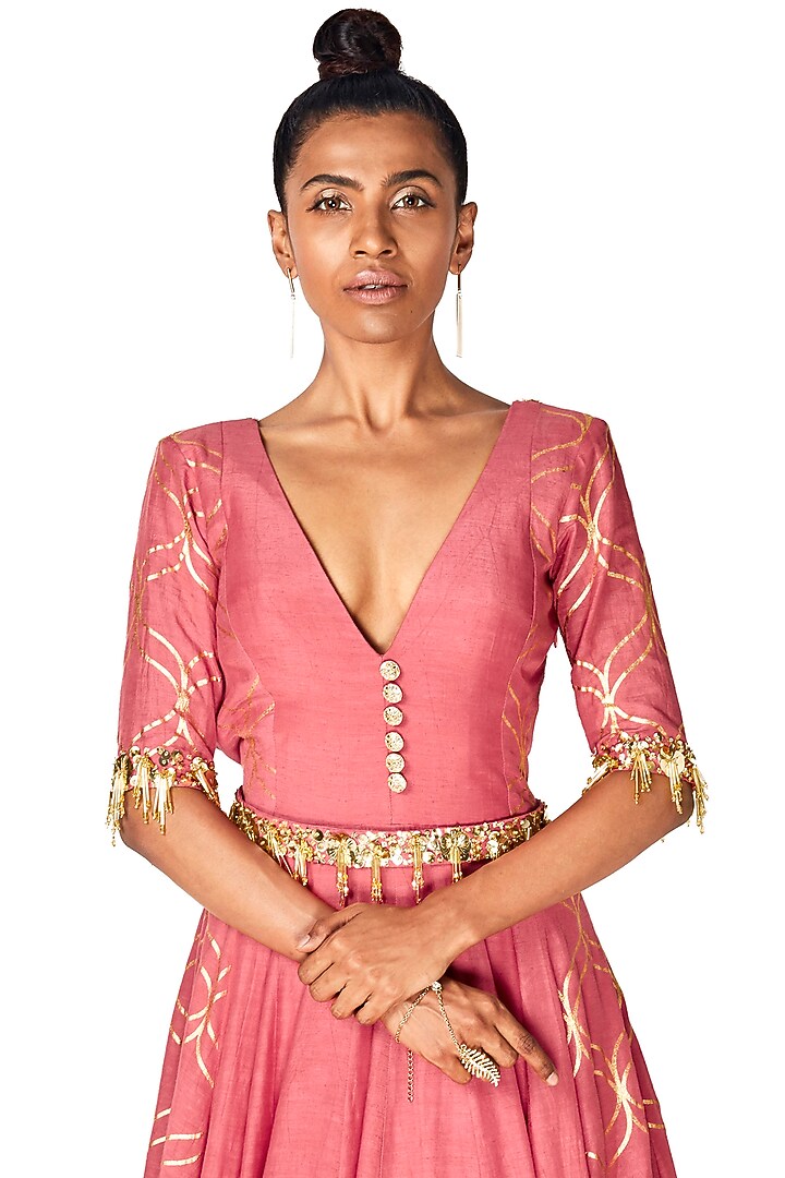 Shell Pink Hand Embroidered Engagement Gown by Salian by Anushree at Pernia's Pop Up Shop