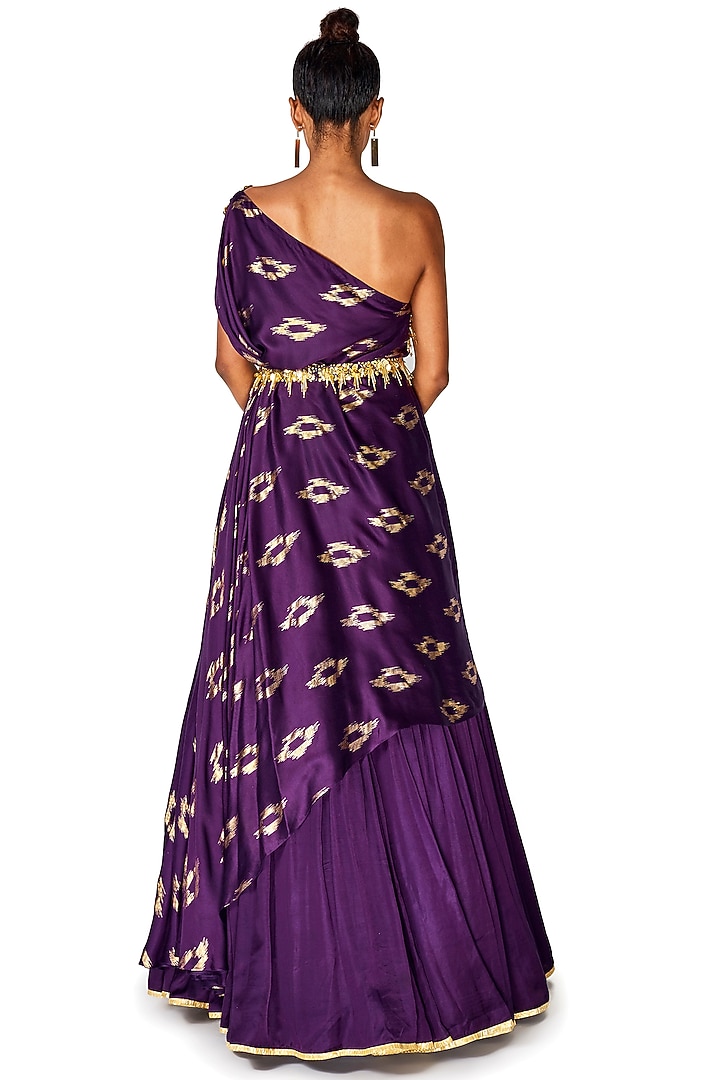Purple Hand Embroidered Skirt Set by Salian by Anushree at Pernia's Pop Up Shop