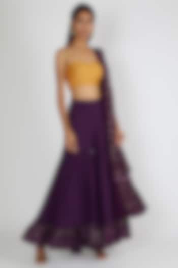 Yellow & Purple Embroidered Gharara Set by Salian By Anushree at Pernia's Pop Up Shop