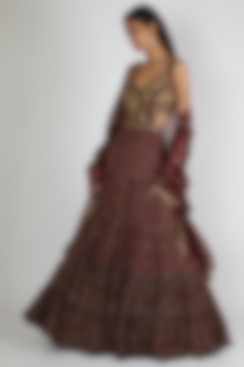 Maroon Embroidered Wedding Anarkali Set by Salian By Anushree at Pernia's Pop Up Shop