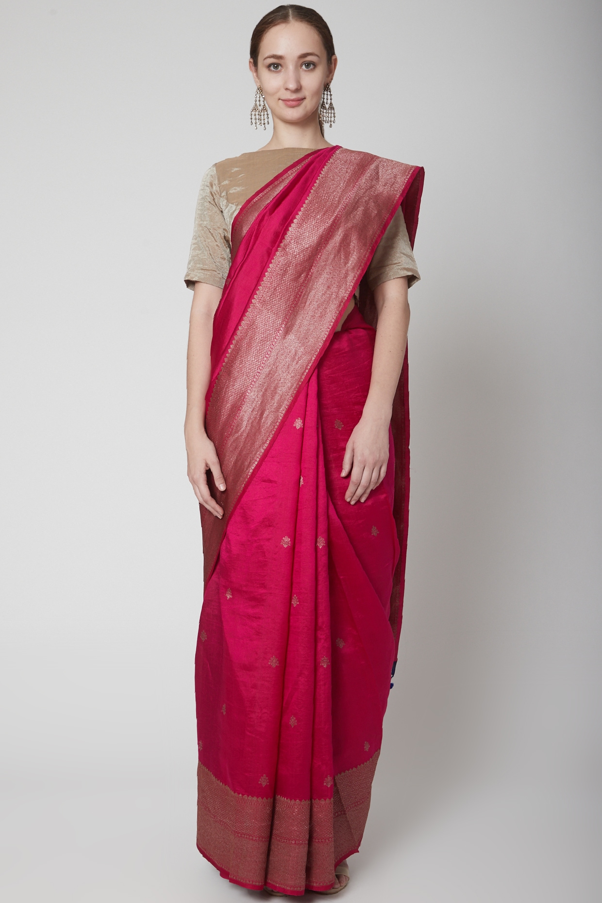 Handloom Hot Pink Pure Katan Silk Banarasi Saree with Parrot Motifs –  WeaverStory