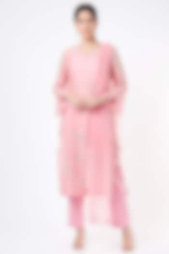 Blush Pink Chanderi Kurta Set by Label Sonia Bansal
