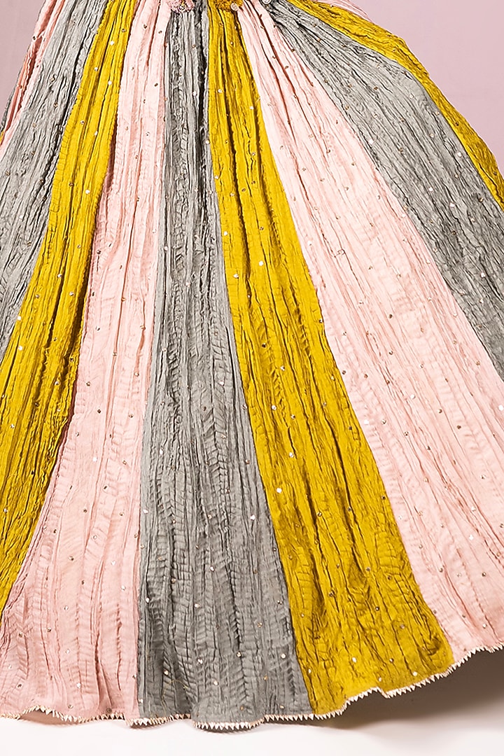 Multi-Colored Chanderi Silk Hand Embroidered Wedding Lehenga Set by Label Sonia Bansal at Pernia's Pop Up Shop