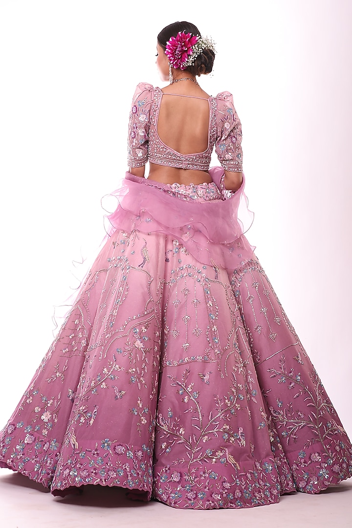 Mauve Ombre Embroidered Bridal Lehenga Set by Label Sonia Bansal at Pernia's Pop Up Shop