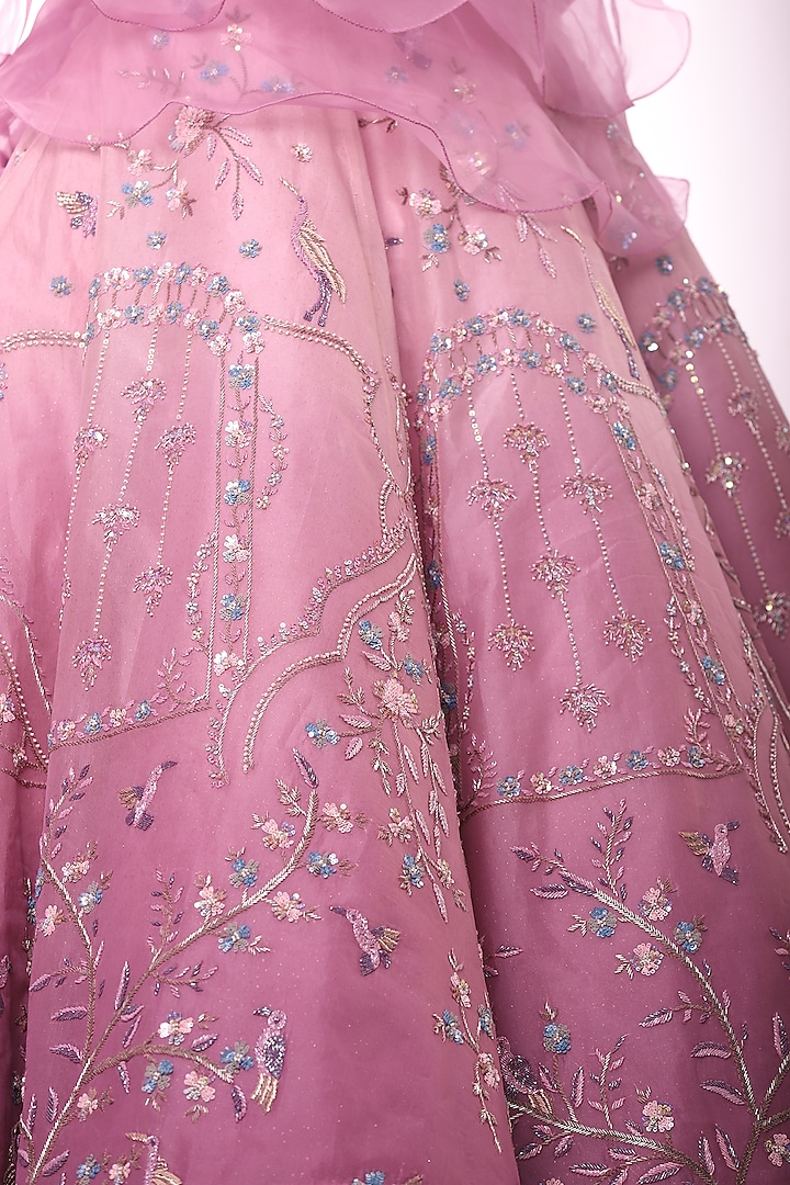 Mauve Ombre Embroidered Bridal Lehenga Set by Label Sonia Bansal at Pernia's Pop Up Shop
