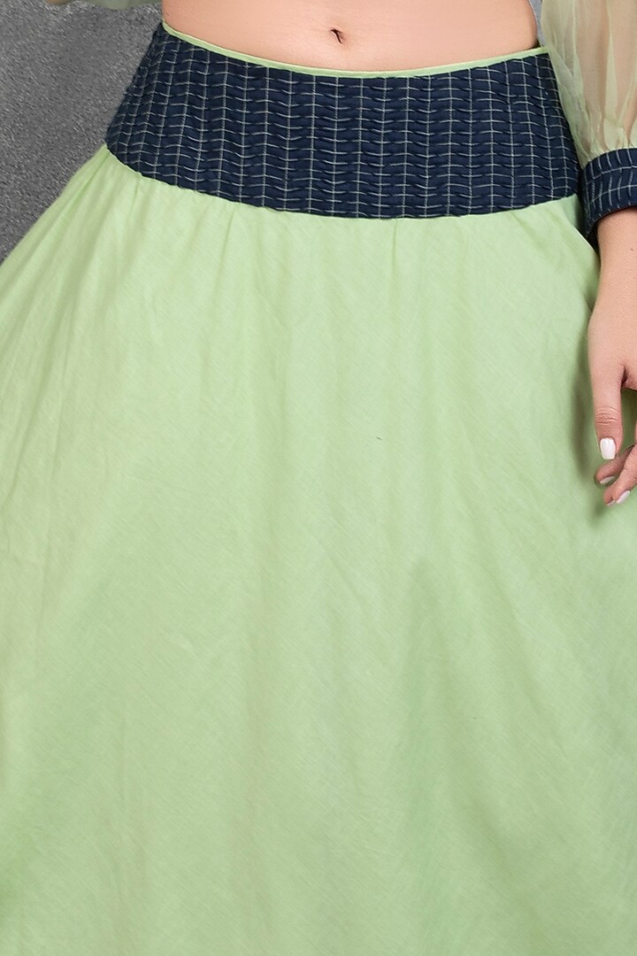 Light Green Pure Linen Lehenga Set by Sneha B at Pernia's Pop Up Shop