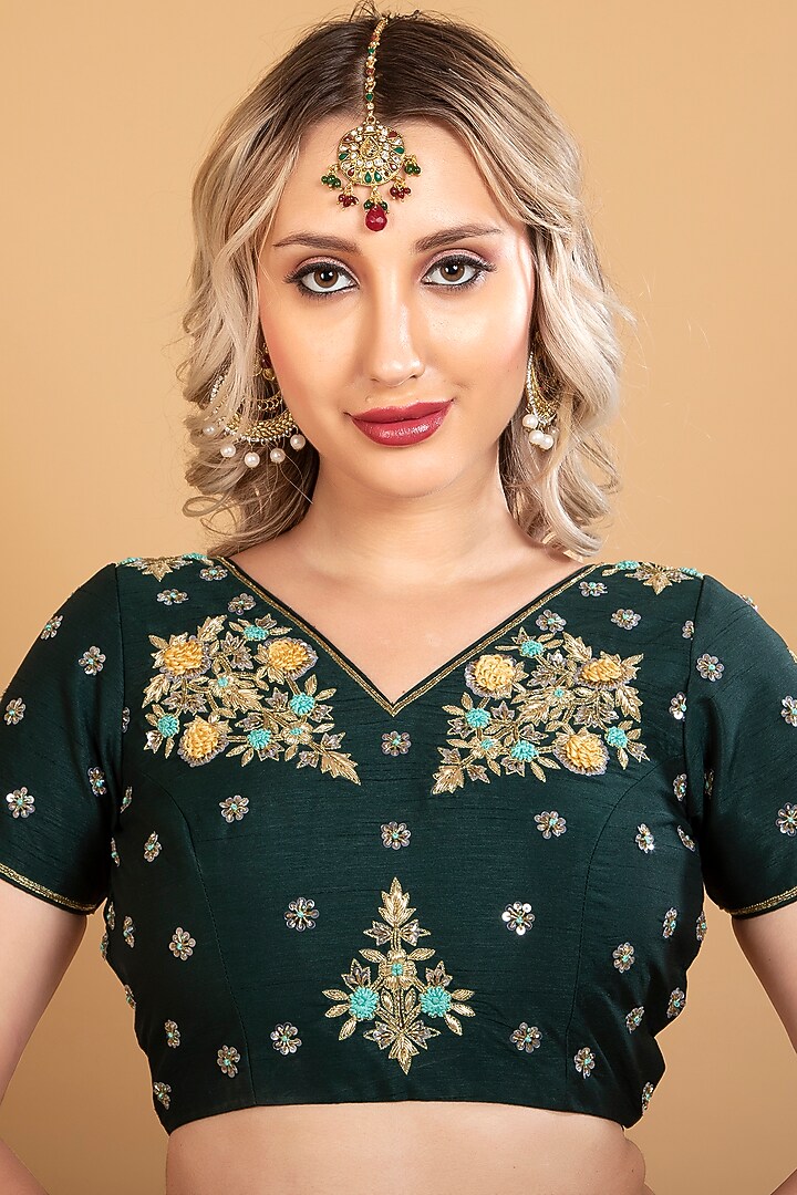 Multi-Colored Georgette Printed & Zardosi Embroidered Party Wear Saree Set by Sneha B at Pernia's Pop Up Shop