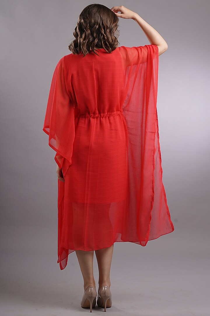 Red Georgette Kaftan by Sneha B at Pernia's Pop Up Shop