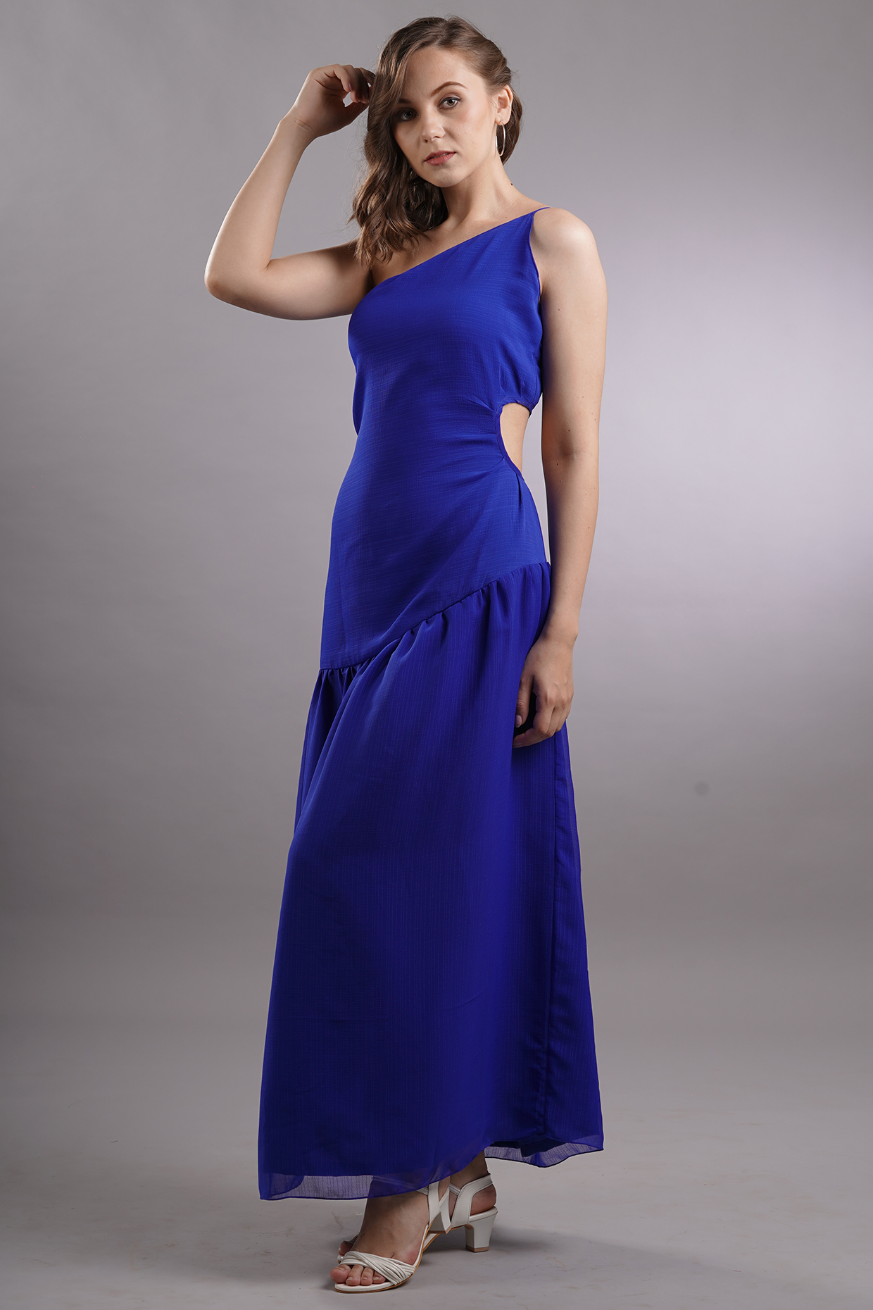 Blue Georgette Summer Dress by Sneha B at Pernia's Pop Up Shop