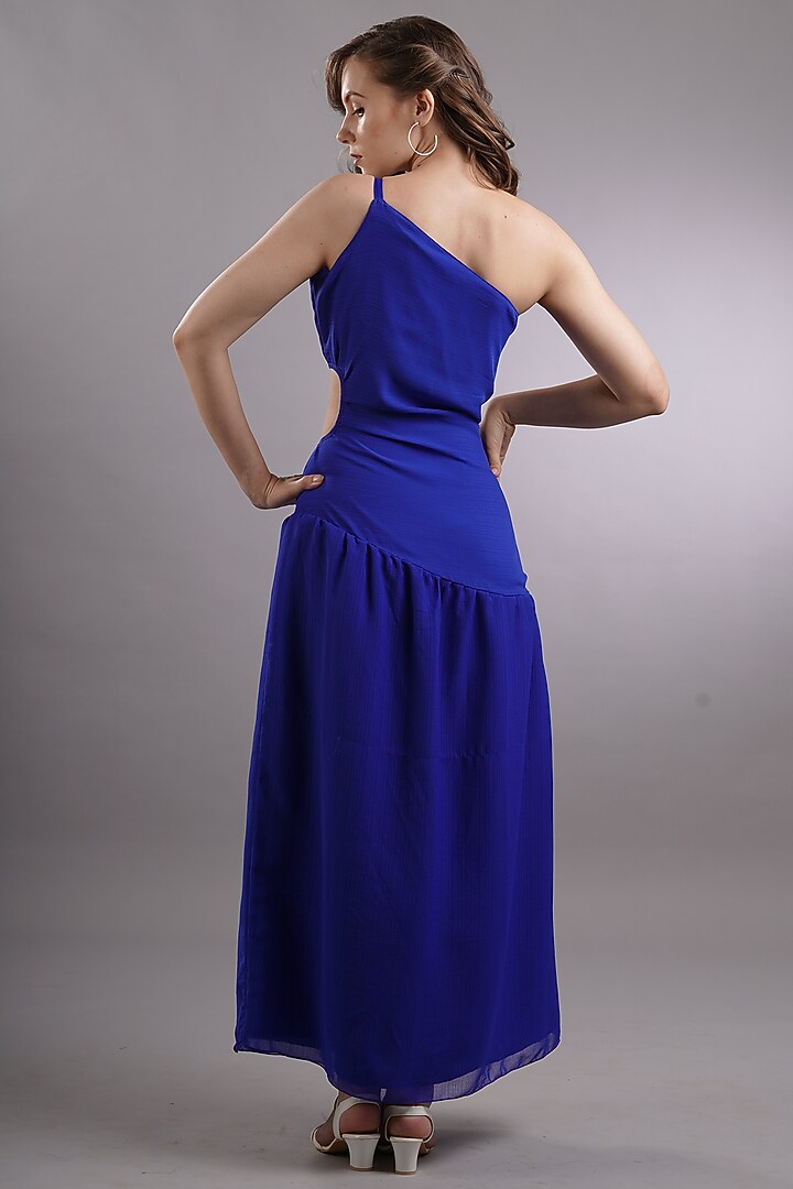 Blue Georgette Summer Dress by Sneha B at Pernia's Pop Up Shop