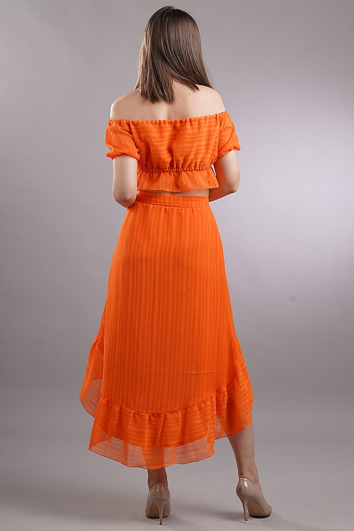 Orange Georgette Skirt Set by Sneha B at Pernia's Pop Up Shop