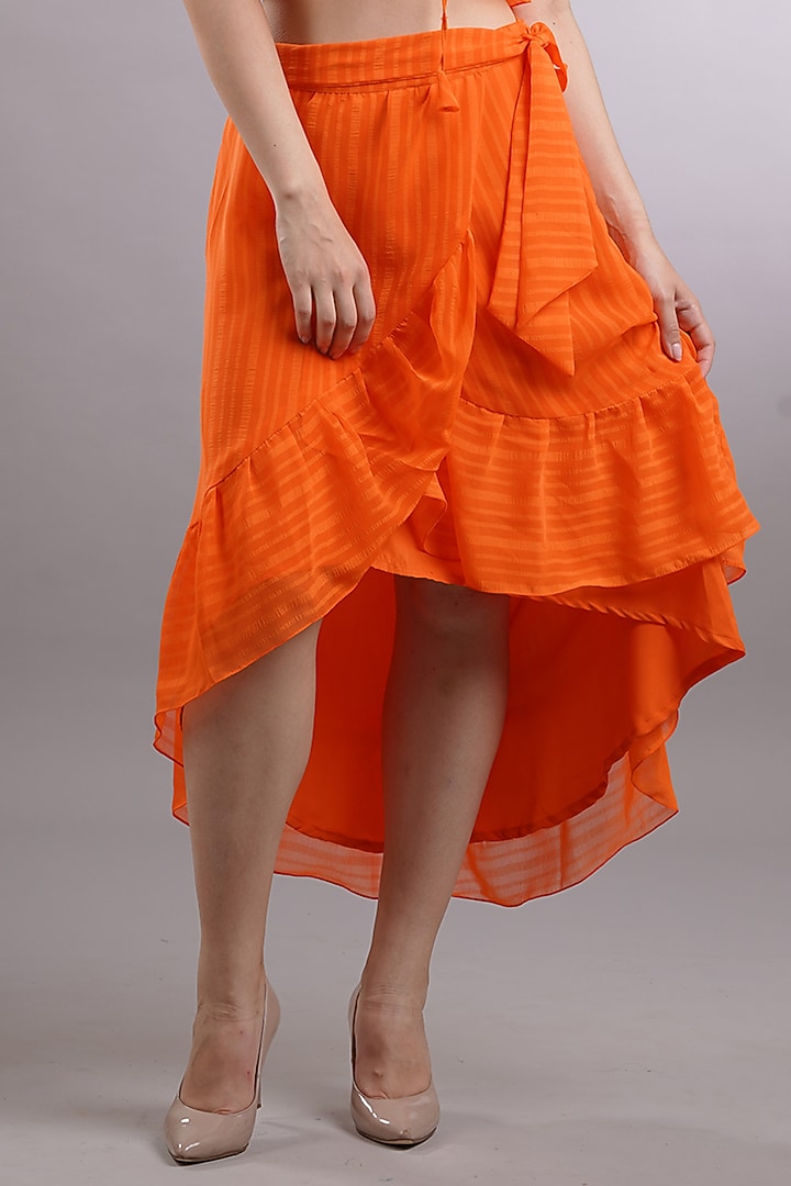 Orange Georgette Skirt Set by Sneha B at Pernia's Pop Up Shop