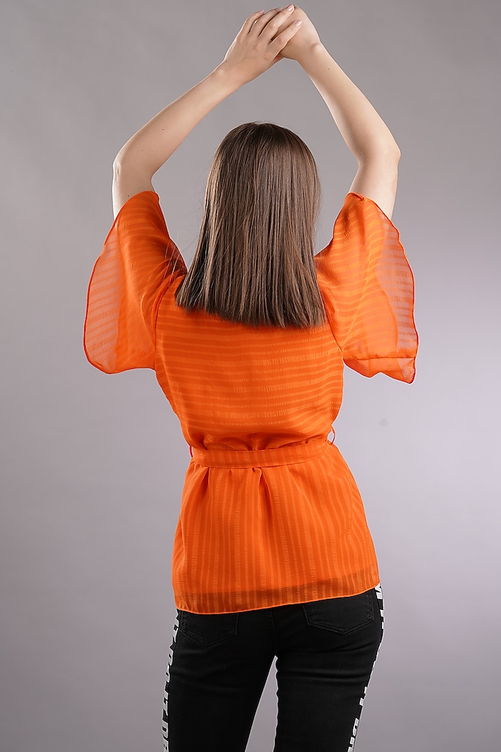 Orange Georgette Wrapped Top by Sneha B at Pernia's Pop Up Shop