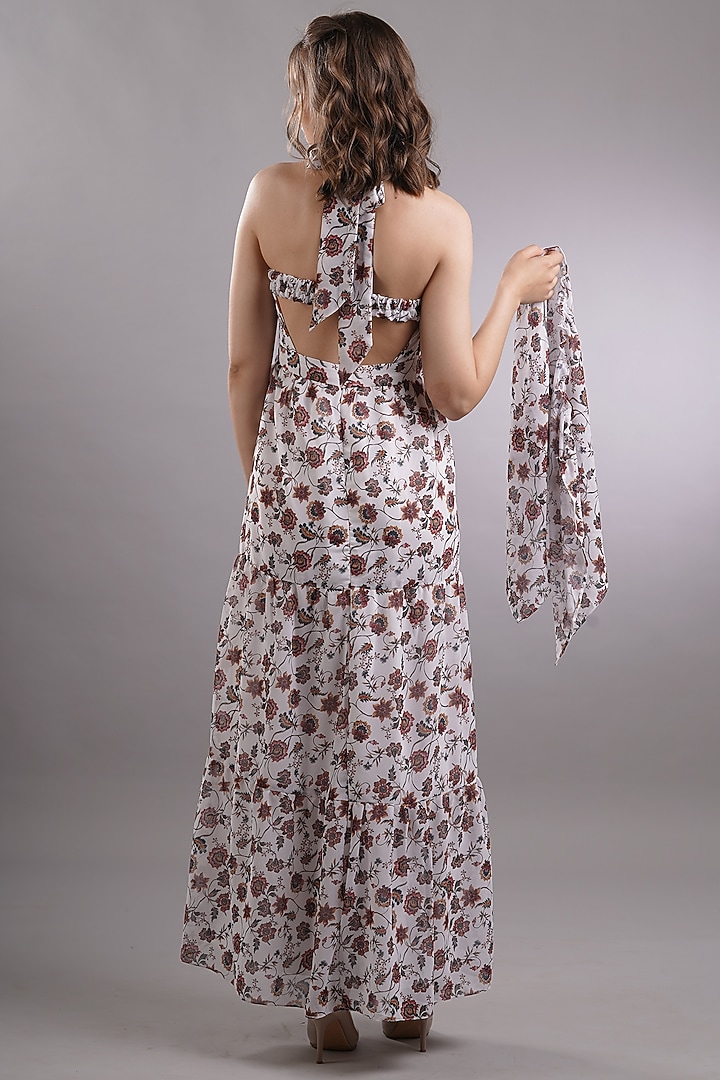 White Georgette Jacket Summer Dress by Sneha B at Pernia's Pop Up Shop