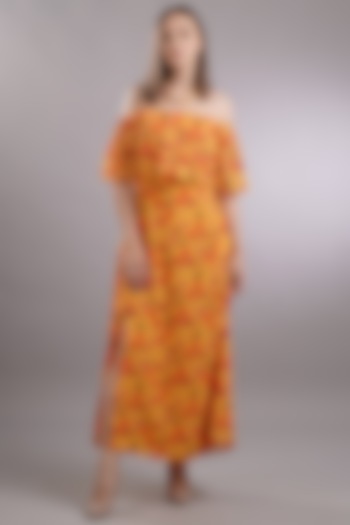 Orange Printed Summer Dress by Sneha B at Pernia's Pop Up Shop