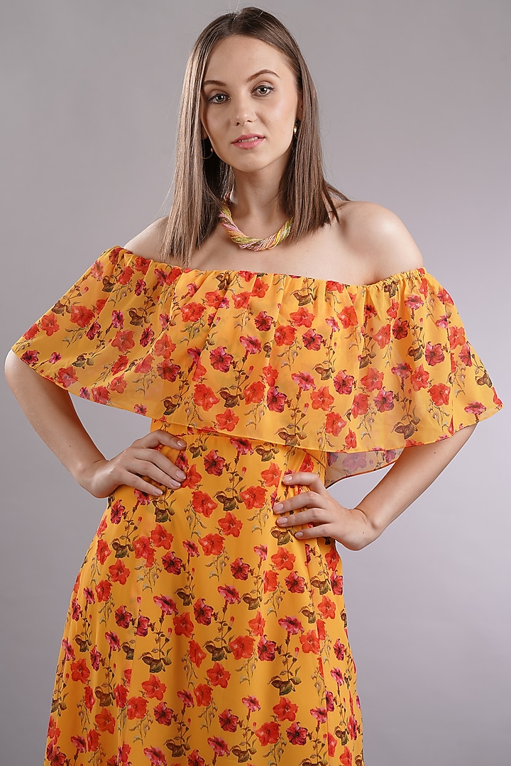 Orange Printed Summer Dress by Sneha B at Pernia's Pop Up Shop