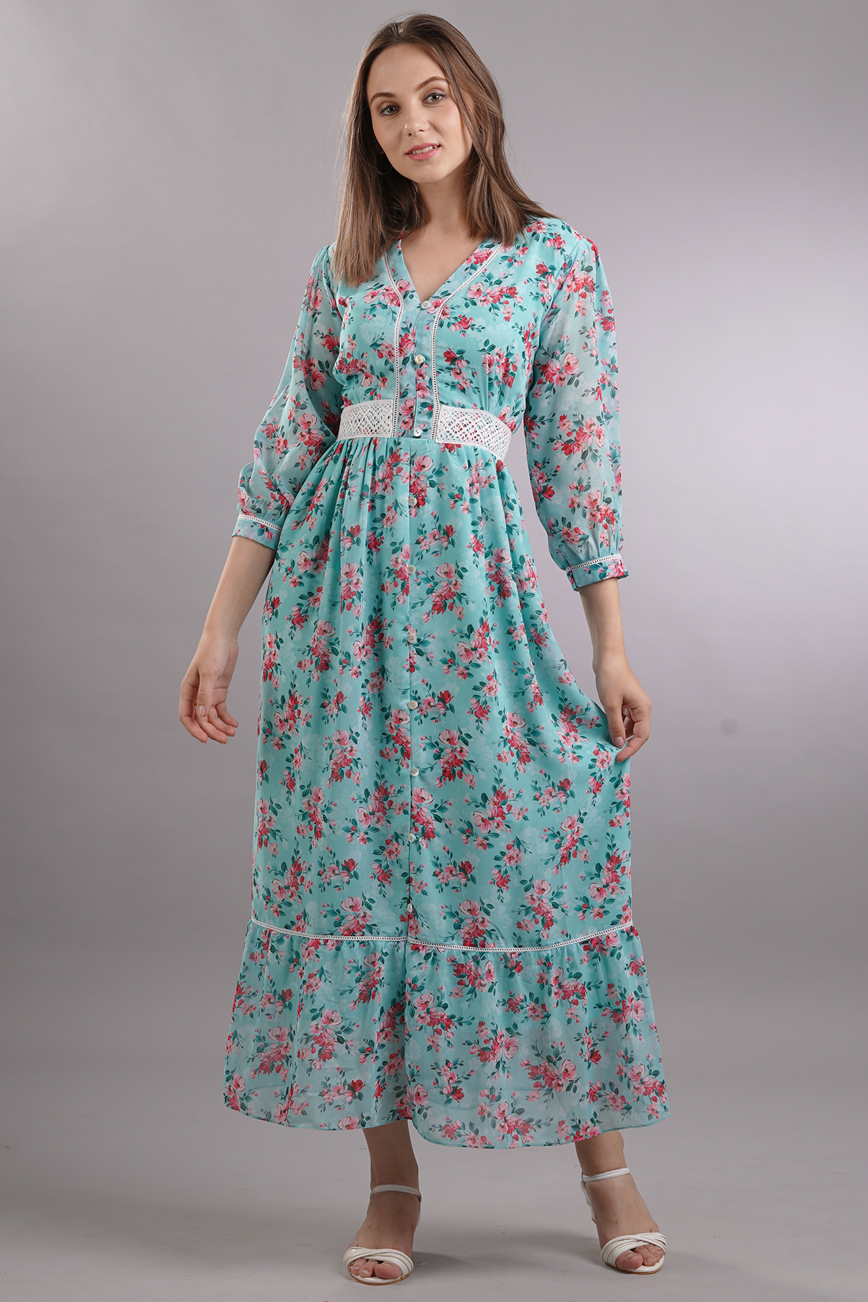 Green Printed Summer Dress by Sneha B at Pernia's Pop Up Shop