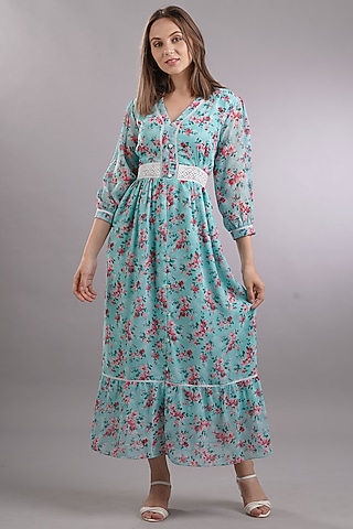 Green Printed Dress by Sneha B