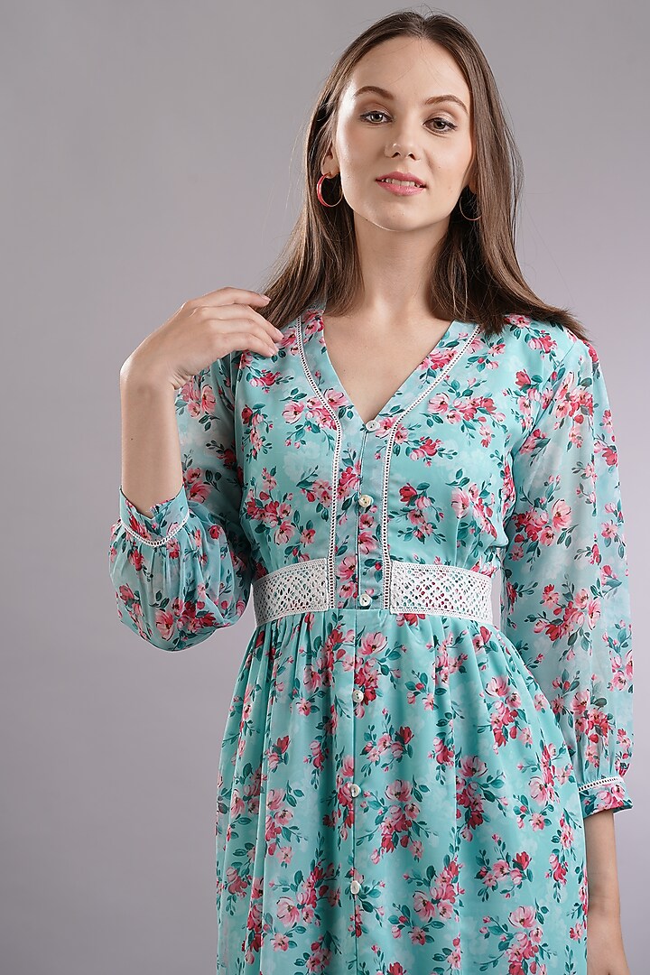Green Printed Summer Dress by Sneha B at Pernia's Pop Up Shop