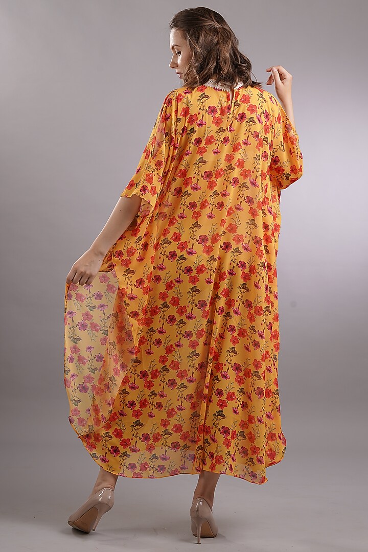 Orange Printed Kaftan by Sneha B at Pernia's Pop Up Shop