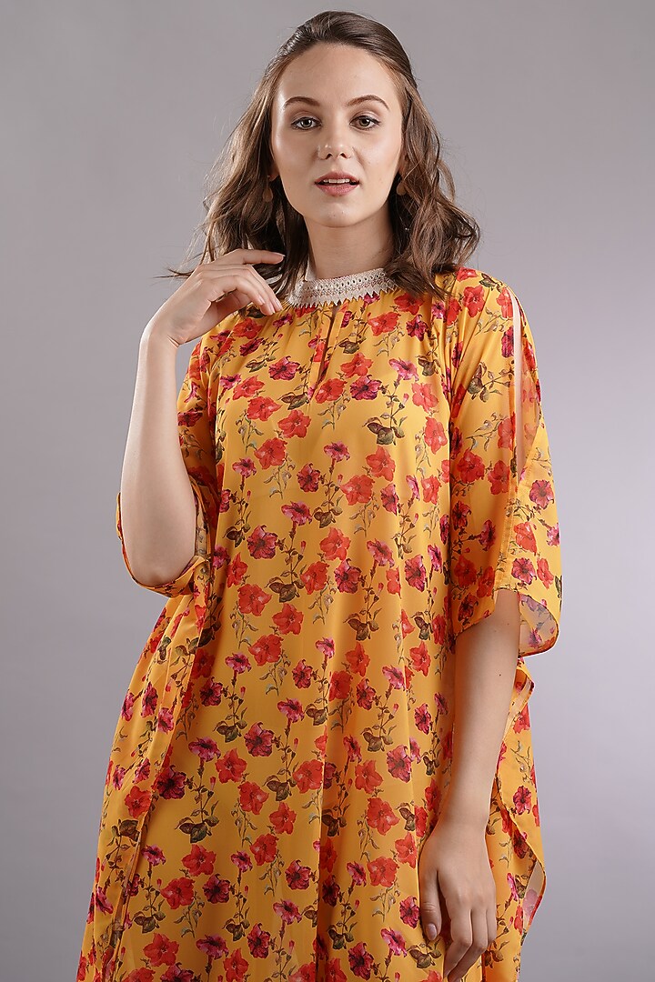 Orange Printed Kaftan by Sneha B at Pernia's Pop Up Shop