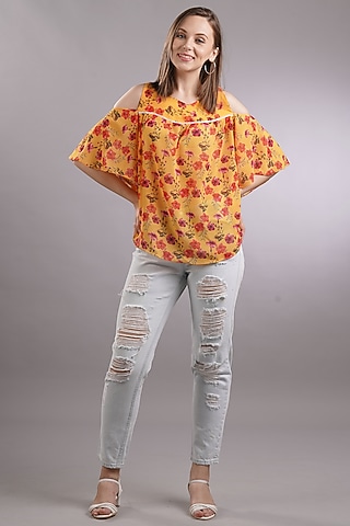 Orange Printed Top by Sneha B