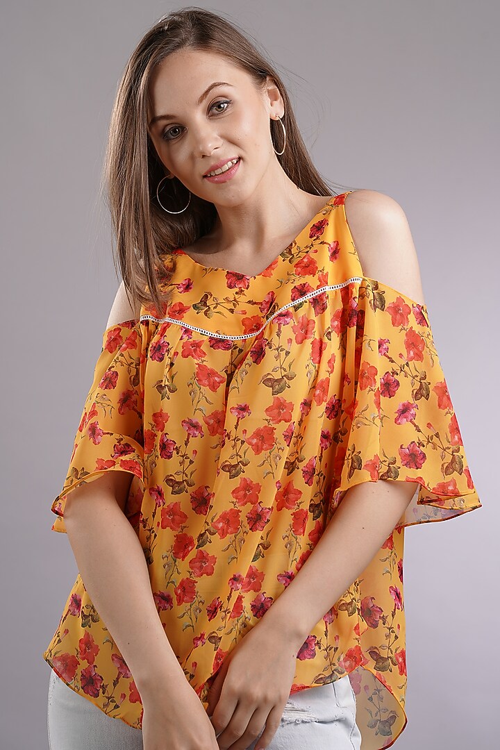 Orange Printed Top by Sneha B at Pernia's Pop Up Shop