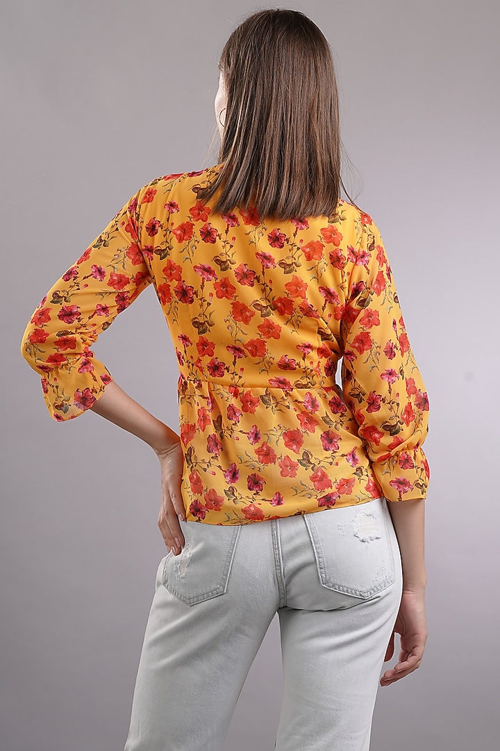 Orange Floral Printed Top by Sneha B at Pernia's Pop Up Shop
