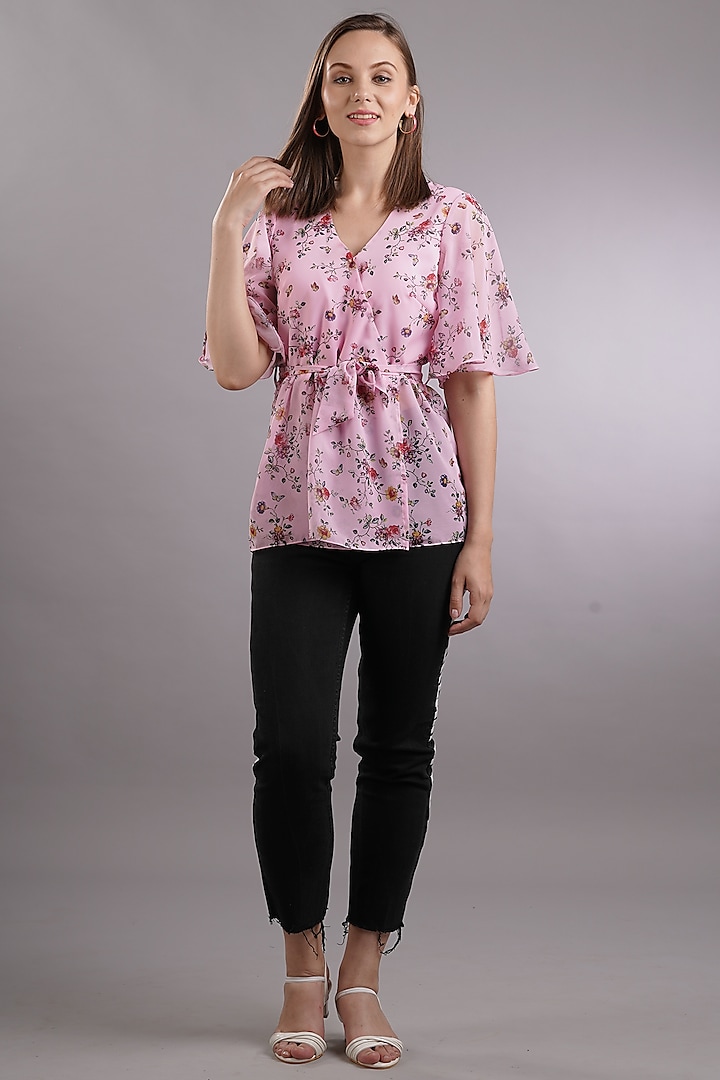 Pink Floral Printed Top by Sneha B at Pernia's Pop Up Shop