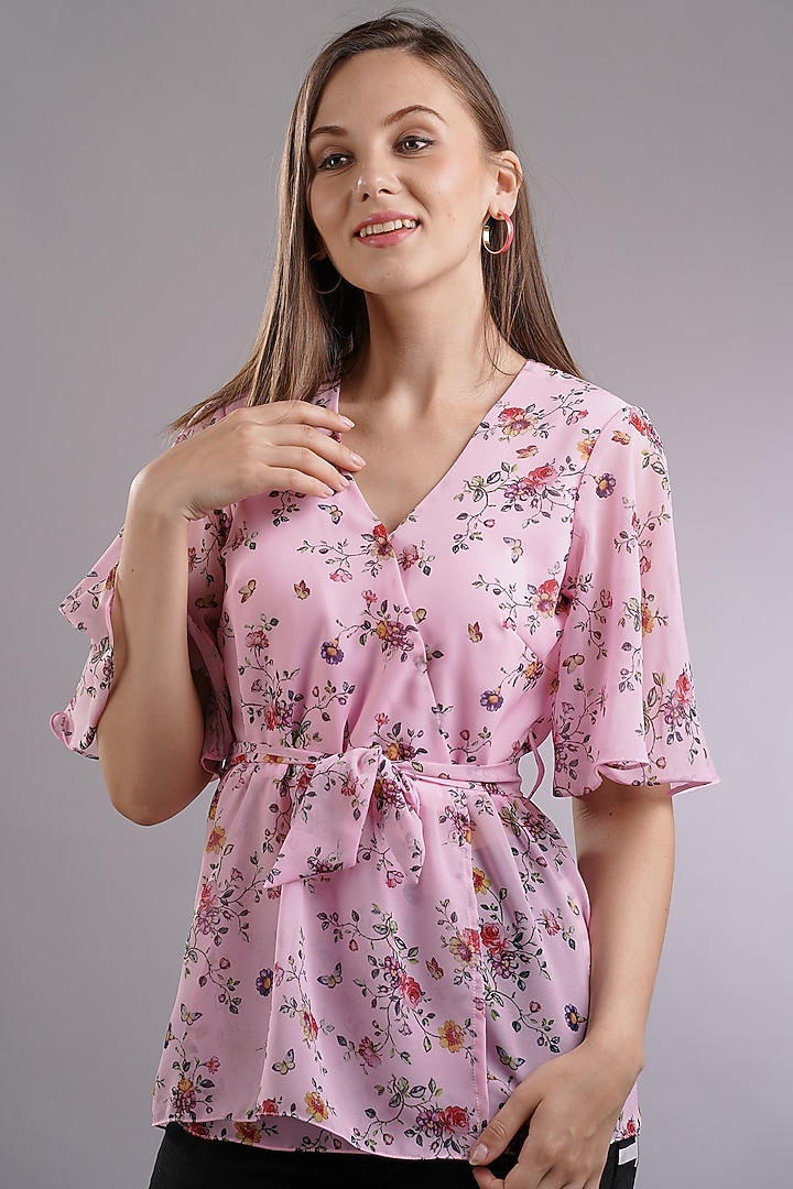Pink Floral Printed Top by Sneha B at Pernia's Pop Up Shop
