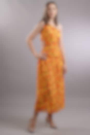 Orange Printed Dress by Sneha B