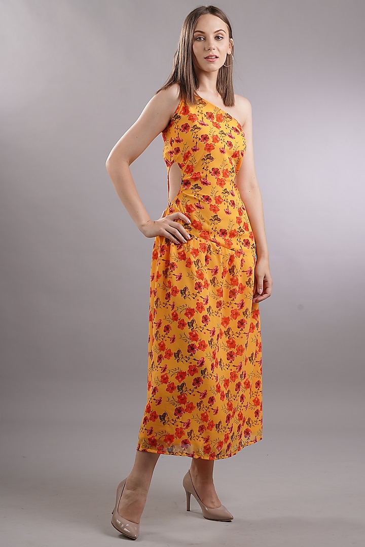Orange Printed Dress by Sneha B