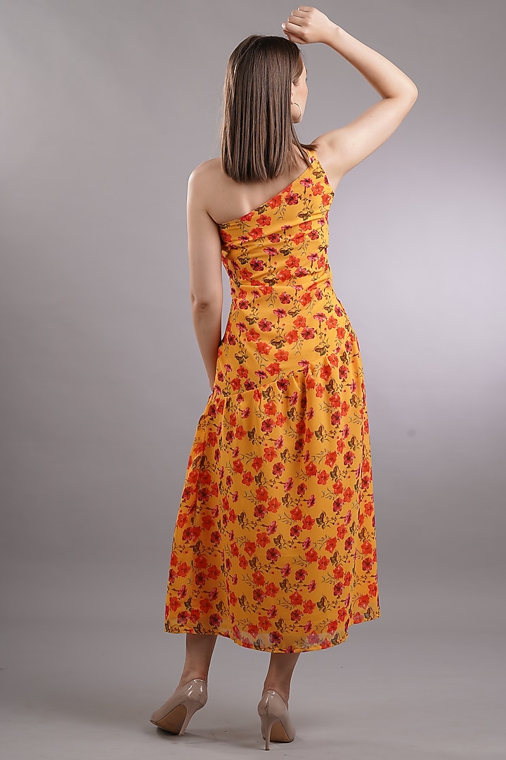 Orange Printed Summer Dress by Sneha B at Pernia's Pop Up Shop