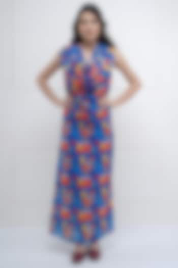 Blue Abstract Printed Dress by Sneha B