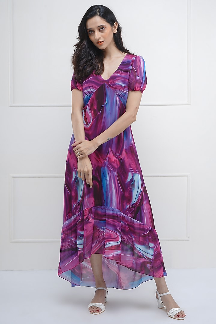 Multi-Colored Printed Asymmetric Dress by Sneha B at Pernia's Pop Up Shop