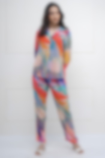 Multi-Colored Printed Straight Pants by Sneha B
