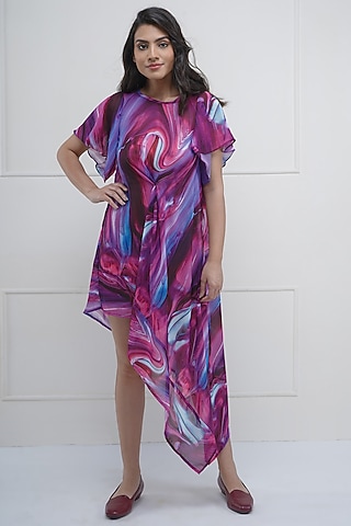 Multi-Colored Printed Asymmetrical Dress by Sneha B