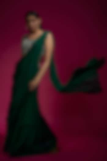 Green Chinon Chiffon Layered Party Wear Sharara Set by Sneha Parekh at Pernia's Pop Up Shop