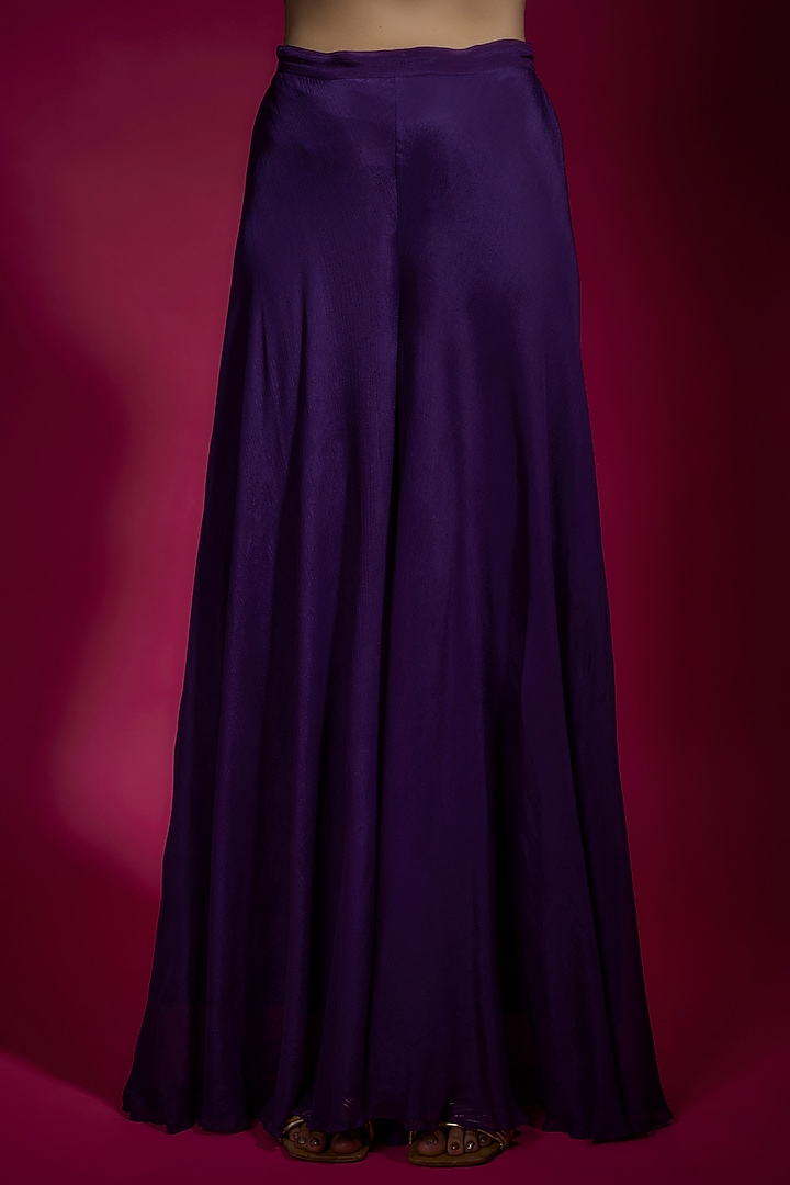 Purple Chinon Chiffon Wedding Sharara Set by Sneha Parekh at Pernia's Pop Up Shop