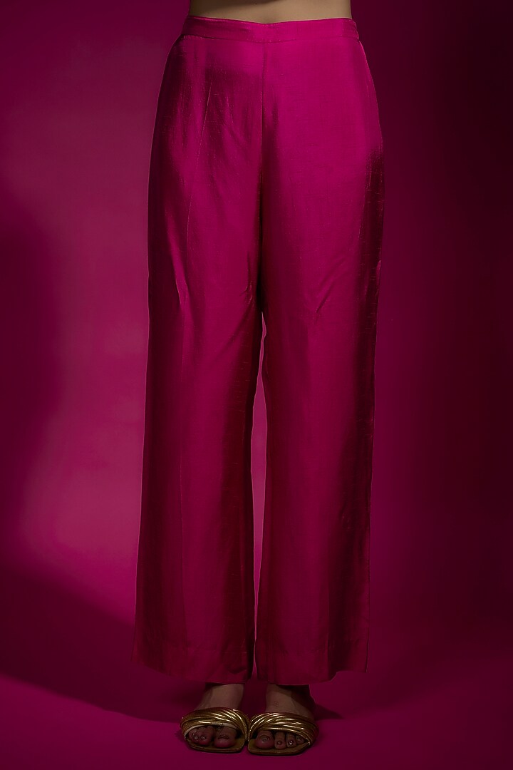 Pink Satin Silk Kaftan Set by Sneha Parekh at Pernia's Pop Up Shop