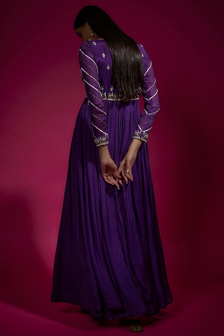 Purple Chinon Chiffon Party Wear Anarkali by Sneha Parekh at Pernia's Pop Up Shop
