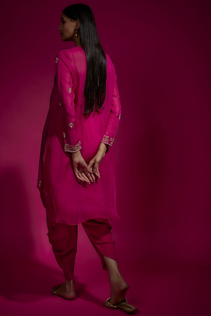 Pink Dola Silk Dhoti Set by Sneha Parekh at Pernia's Pop Up Shop