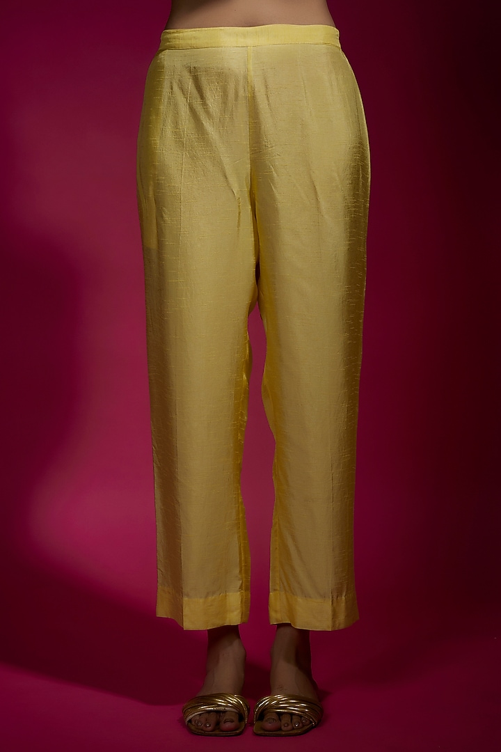 Yellow Dola Silk Embroidered Co-Ord Set by Sneha Parekh at Pernia's Pop Up Shop