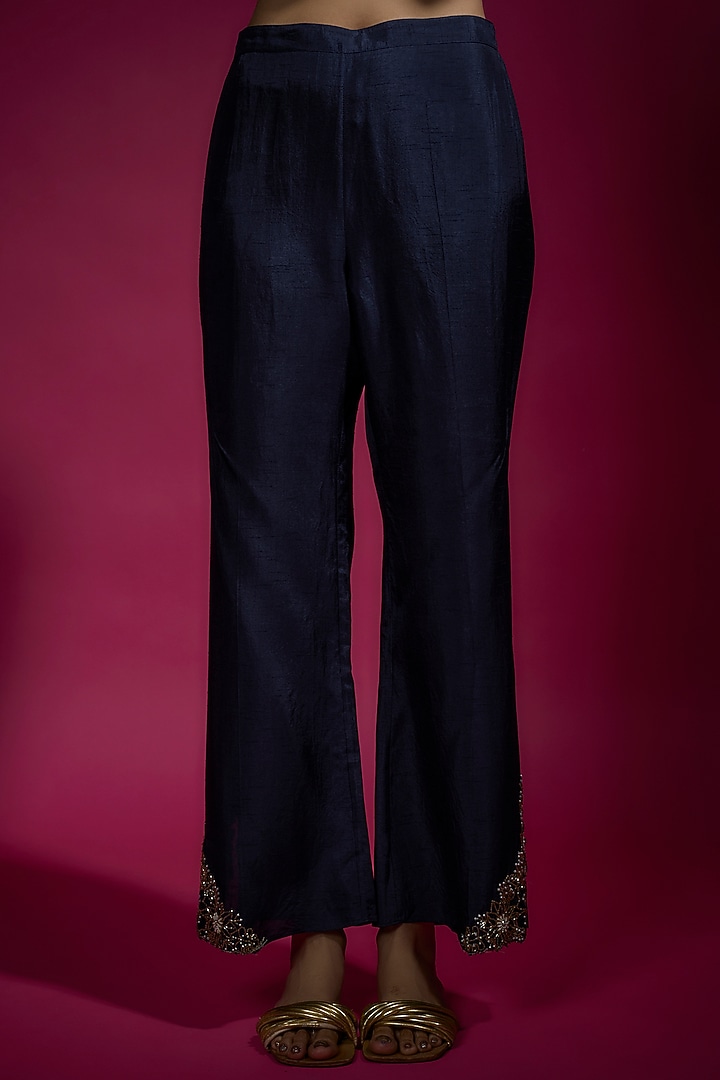 Blue Dola Silk Embroidered Co-Ord Set by Sneha Parekh at Pernia's Pop Up Shop