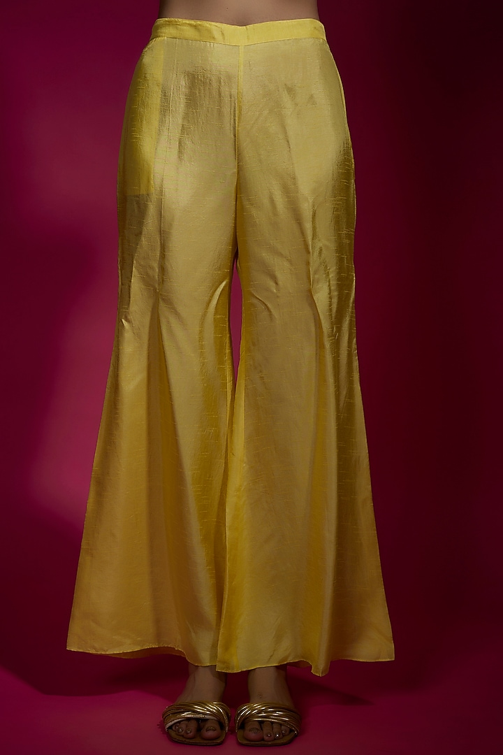 Yellow Organza & Dola Silk Jacket Set by Sneha Parekh at Pernia's Pop Up Shop