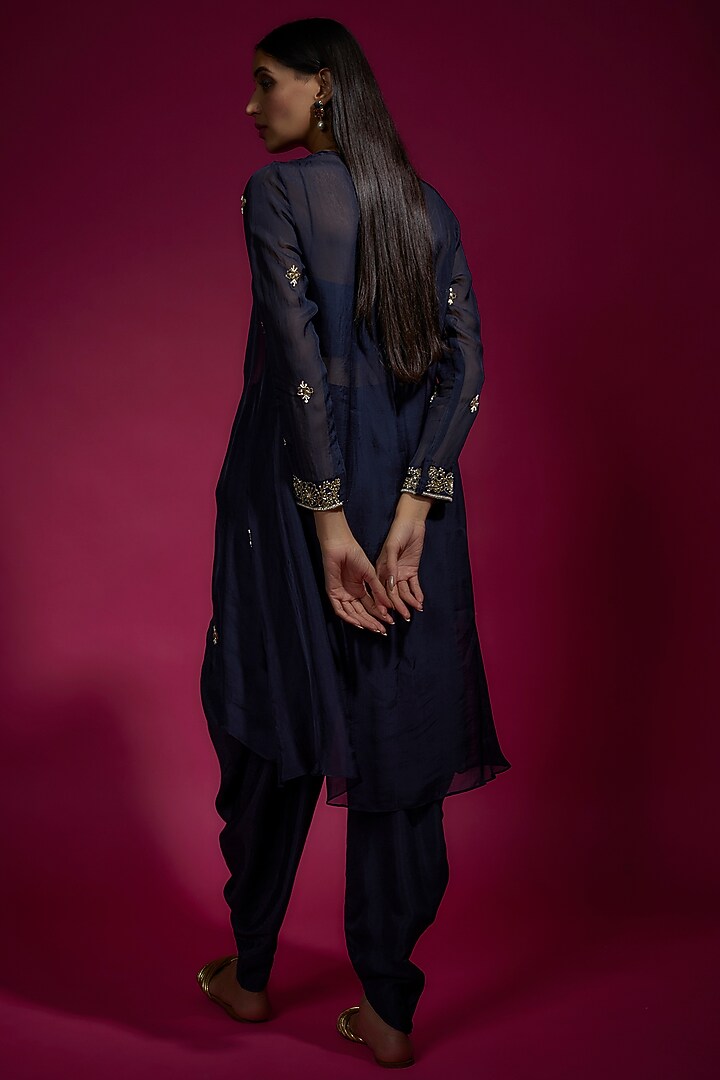 Blue Dola Silk Dhoti Set by Sneha Parekh at Pernia's Pop Up Shop