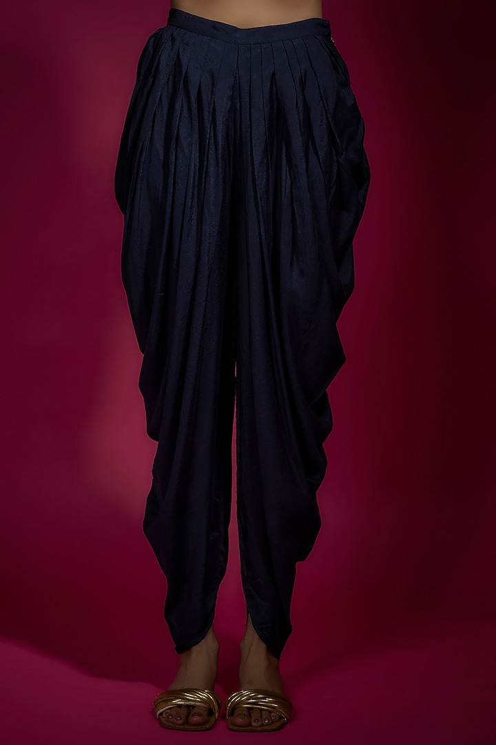 Blue Dola Silk Dhoti Set by Sneha Parekh at Pernia's Pop Up Shop