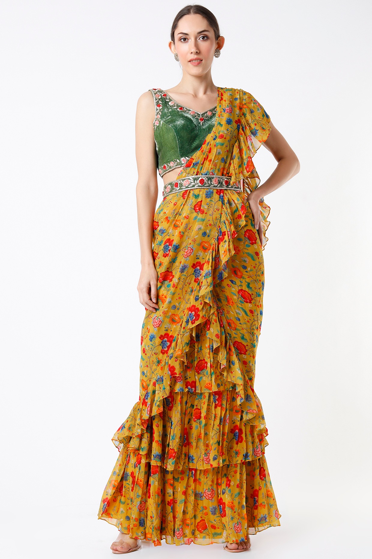 Multi Colored Floral Printed Saree Set Design by GOPI VAID at Pernia's Pop  Up Shop 2024