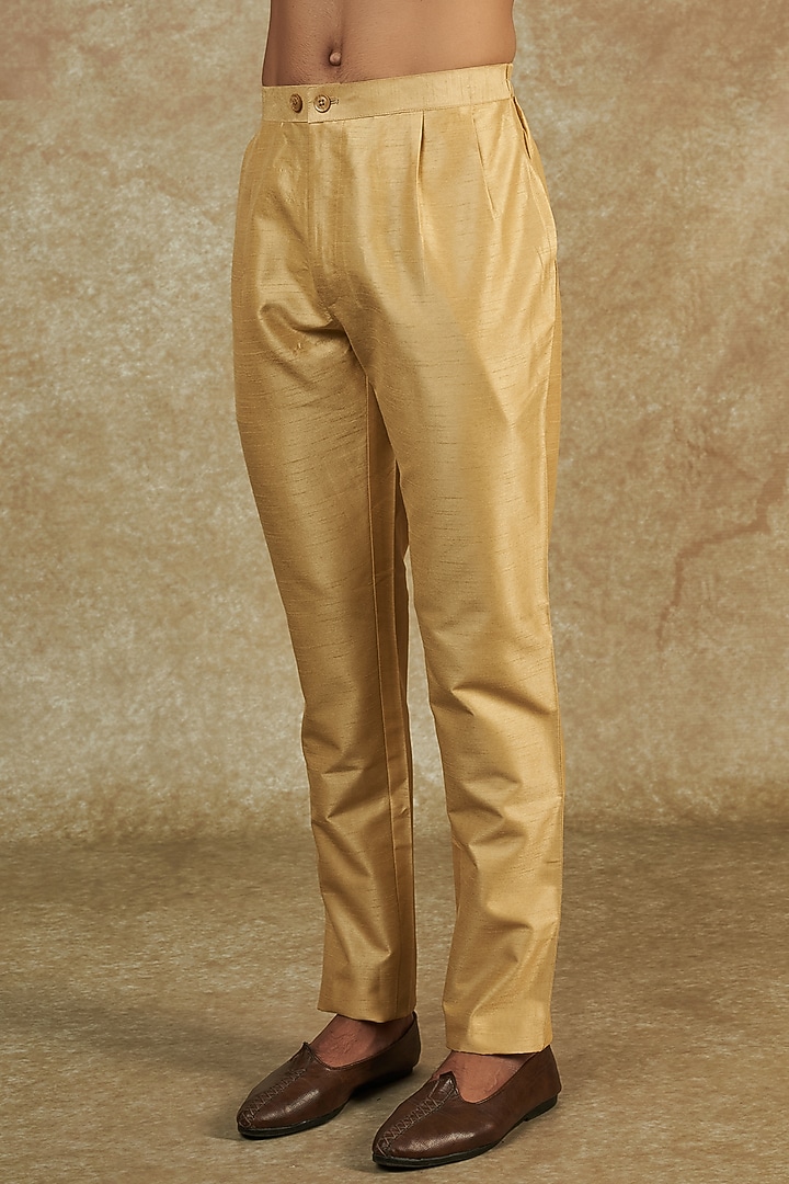 Beige Raw Silk Embroidered Groom Sherwani Set by Soniya G Men at Pernia's Pop Up Shop